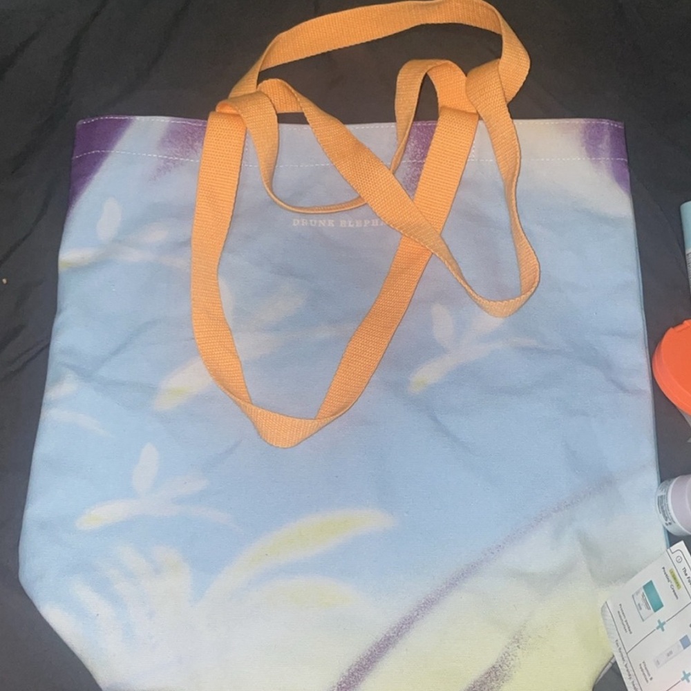 Drunk elephant Colorful Tote Bag with Orange Straps